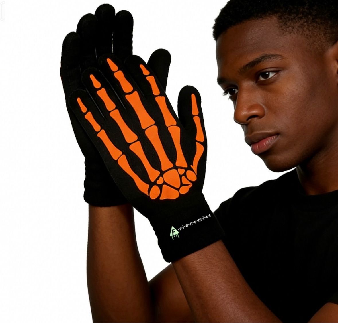 Glow Knit Bone Skull Gloves - Image 2